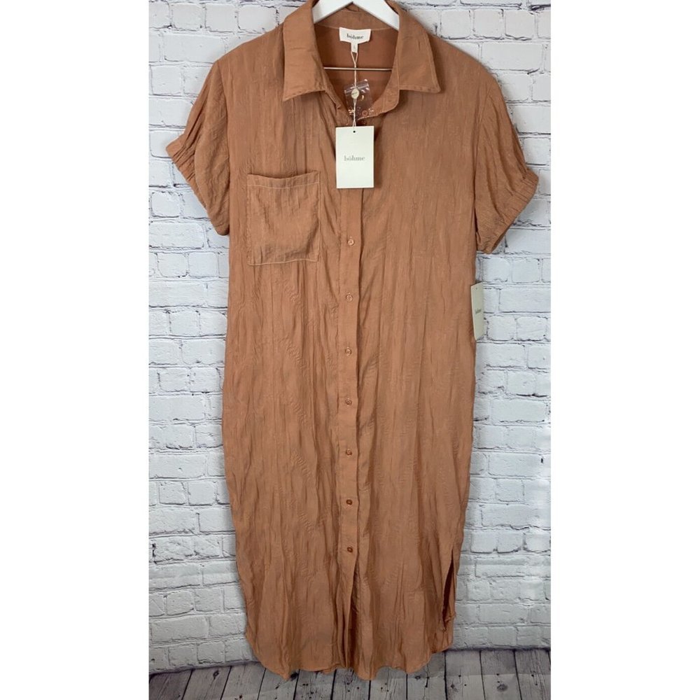 NWOT BOHME Womens' Joline Peach Short Sleeve Midi Dress Size Large